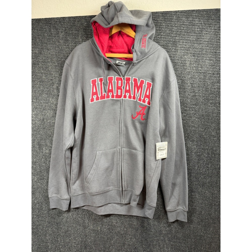 Stadium Athletics Alabama Crimson Tide Full Zip Hoodie Gray Red XL NWT